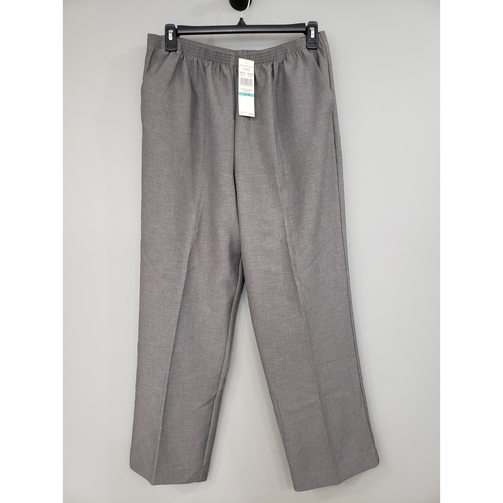 NWT Alfred Dunner Size 16 STYLE# 09101 Proportioned Medium Grey Pants Pull On‎